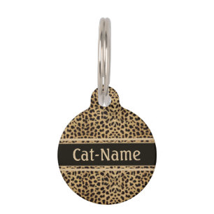 Placa Para Mascotas Piel del punto del leopardo personalizada