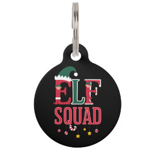 Placa Para Mascotas Pijamas Navideñas Emparentadas con elfos Equipo de