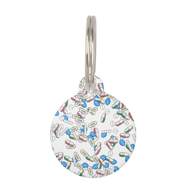Placa Para Mascotas Pill Sprinkles Pattern (Anverso)