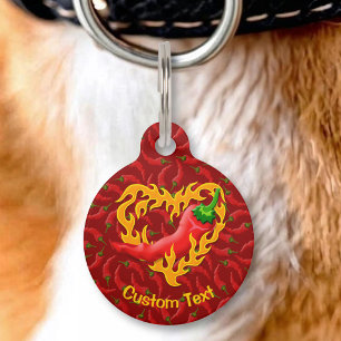 Placa Para Mascotas Pimiento con corazón de llama
