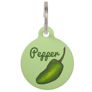 Placa Para Mascotas Pimiento Personalizado Verde Jalapeño Picante Mi N