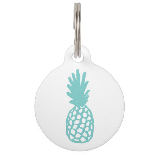 Placa Para Mascotas Piña de la aguamarina