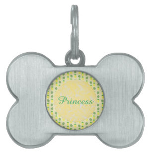 Placa Para Mascotas Piña de verano tropical y hojas de palmera