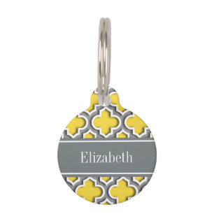 Placa Para Mascotas Pineapple Dk Gray Marroquí #5DS Nombre Char Monogr