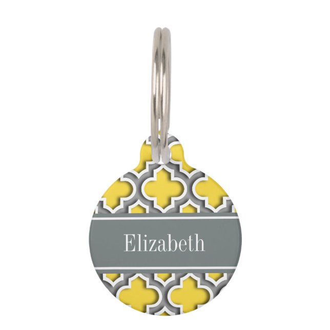 Placa Para Mascotas Pineapple Dk Gray Marroquí #5DS Nombre Char Monogr (Anverso)