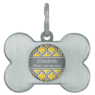 Placa Para Mascotas Pineapple Dk Gray Marroquí #5DS Nombre Char Monogr
