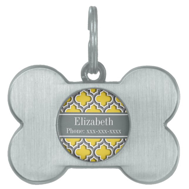 Placa Para Mascotas Pineapple Dk Gray Marroquí #5DS Nombre Char Monogr (Frente)