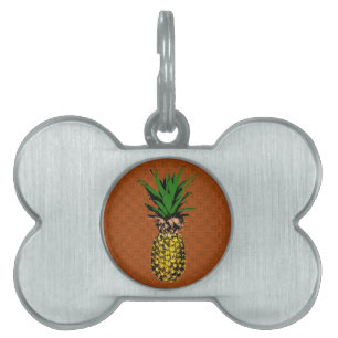 Placa Para Mascotas Pineapple Newsprint