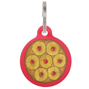 Placa Para Mascotas Pineapple Upside Down Cake Cherry Baking Dessert