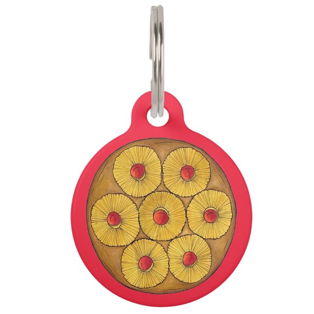 Placa Para Mascotas Pineapple Upside Down Cake Cherry Baking Dessert (Anverso)