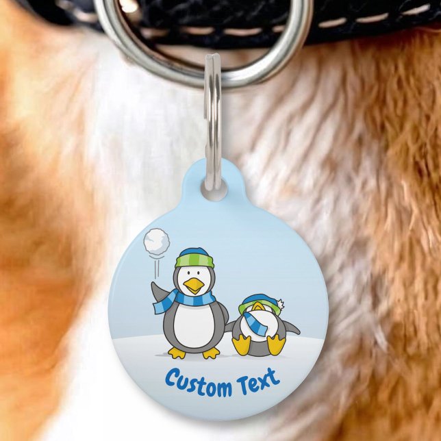 Placa Para Mascotas Pingüinos lanzando bolas de nieve (Subido por el creador)