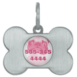 Placa Para Mascotas PINK Grumpy Puggy personalizado