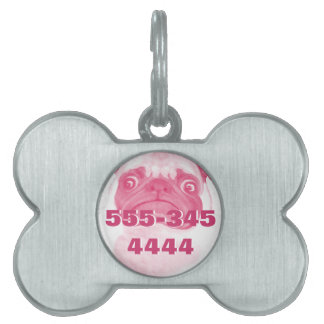 Placa Para Mascotas PINK Grumpy Puggy personalizado