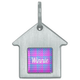 Placa Para Mascotas Pink, Purple, Blue Diamond Pattern
