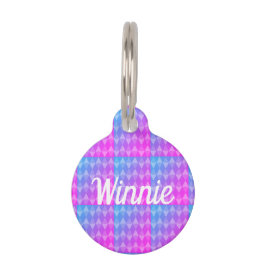 Placa Para Mascotas Pink, Purple, Blue Diamond Pattern