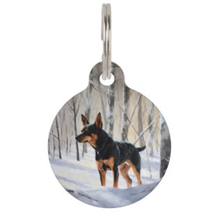 Placa Para Mascotas Pinscher Miniatura Deja que nieve Navidad