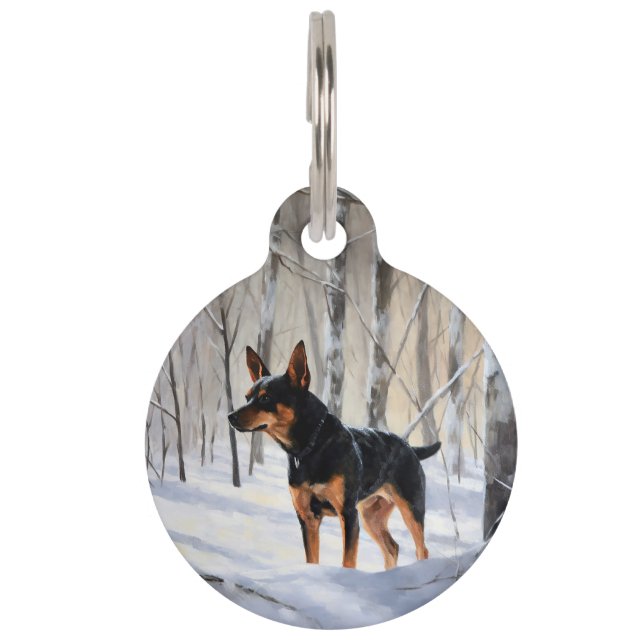 Placa Para Mascotas Pinscher Miniatura Deja que nieve Navidad (Anverso)
