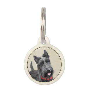 Placa Para Mascotas Pintado Terrier Escocés - Arte Perro Original