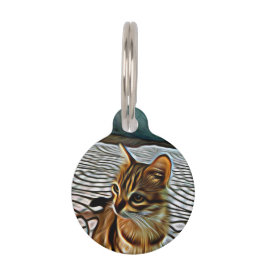 Placa Para Mascotas Pintando un lindo gato