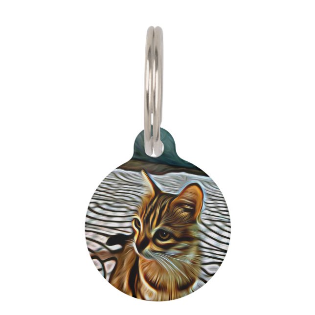 Placa Para Mascotas Pintando un lindo gato (Anverso)