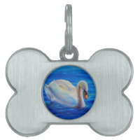 Pintura de acuarela de cisne blanco, aves acuática