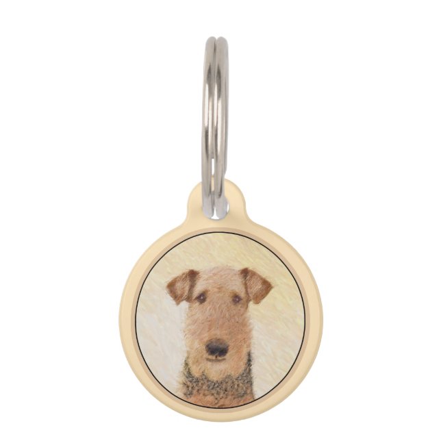 Placa Para Mascotas Pintura de Airedale Terrier - Arte original y boni (Anverso)