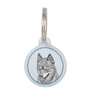 Placa Para Mascotas Pintura de Alaskan Klee Kai - Arte Perro Original.
