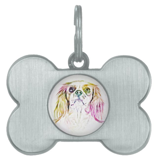 Placa Para Mascotas Pintura de arte canino Cavalier King Charles Spani (Frente)