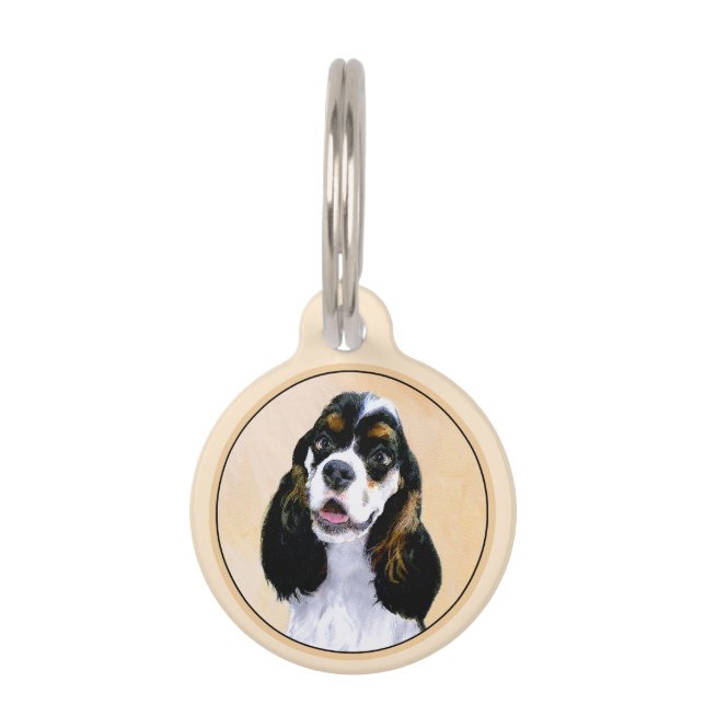 Placa Para Mascotas Pintura de Cocker Spaniel (Parti) - Arte Perro Ori (Anverso)