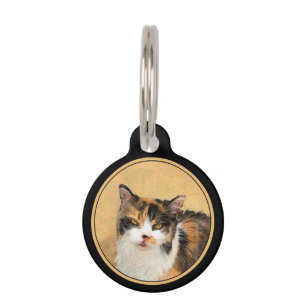 Placa Para Mascotas Pintura de gato calico - Arte gato original curado