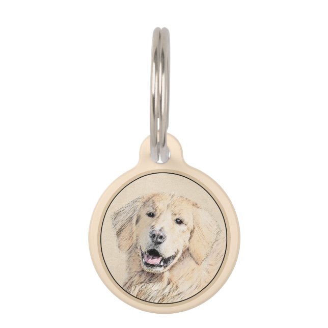 Placa Para Mascotas Pintura de Golden Retriever - Cute original Dog Ar (Anverso)