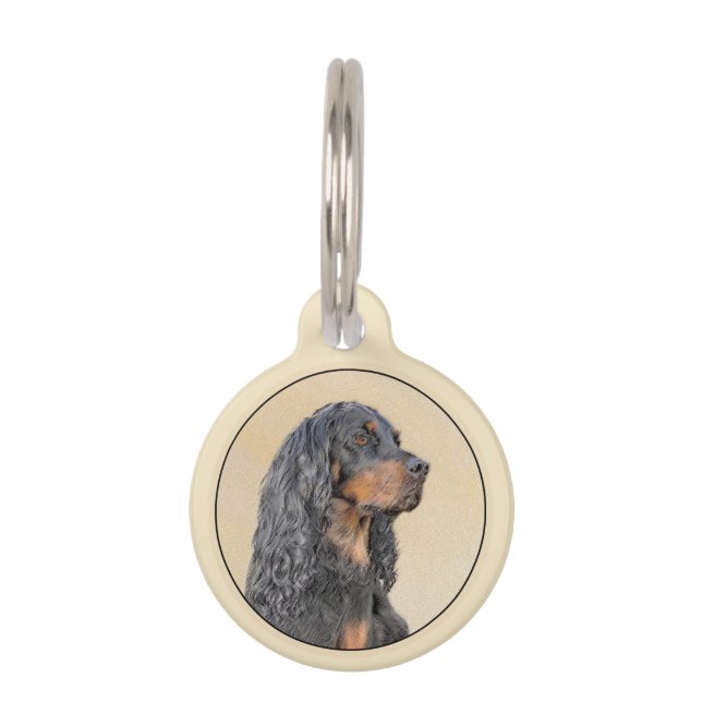 Placa Para Mascotas Pintura de Gordon Setter - Arte de Perro Original. (Anverso)