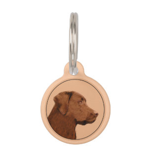 Placa Para Mascotas Pintura de Labrador Recuperador (Chocolate) - Arte