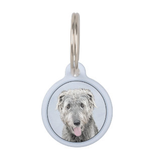 Placa Para Mascotas Pintura de lobo irlandesa - Arte de perro original