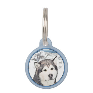Placa Para Mascotas Pintura de Malamute de Alaska - Arte de Perro Orig