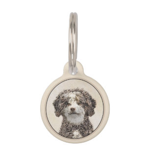 Placa Para Mascotas Pintura de Perro de Agua Español - Arte Perro Orig