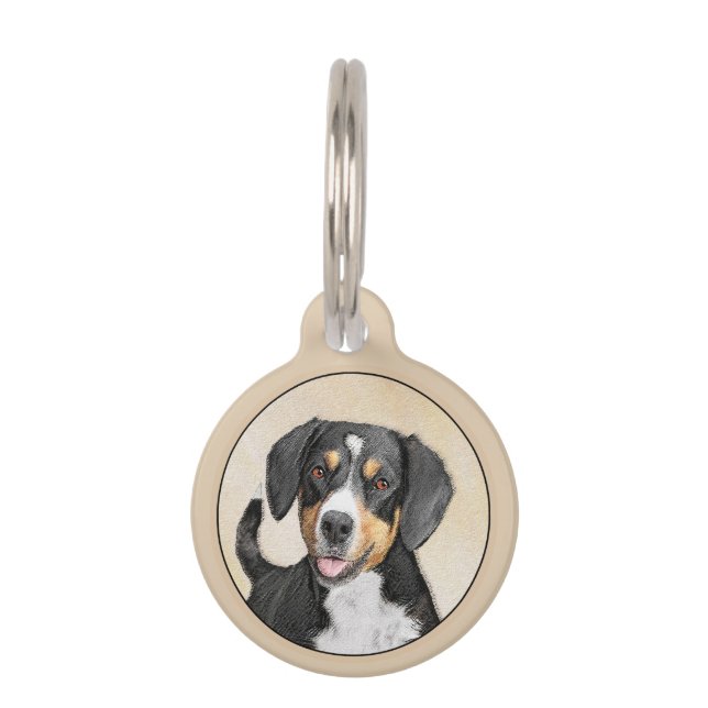 Placa Para Mascotas Pintura de perro de la montaña Entlebucher - Arte  (Anverso)