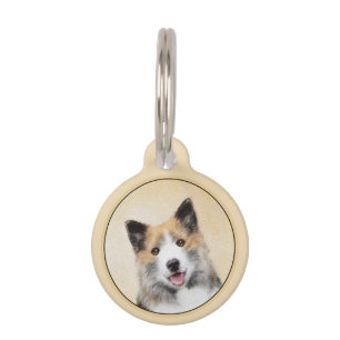 Placa Para Mascotas Pintura de perro pastor islandés - Arte original d