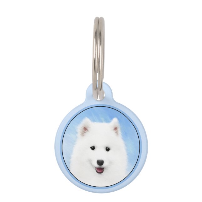 Placa Para Mascotas Pintura de pimienta de Samoyed - Arte Perro Origin (Anverso)