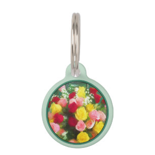 Placa Para Mascotas Pintura de ramo de rosas - Arte floral original li