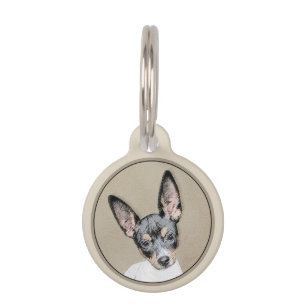 Placa Para Mascotas Pintura de Rat Terrier - Arte Perro Original.