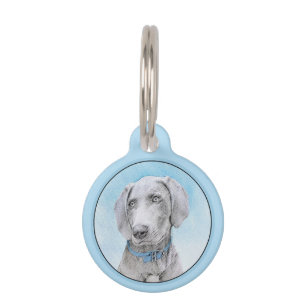 Placa Para Mascotas Pintura de Weimaraner - Arte de Perro Original.