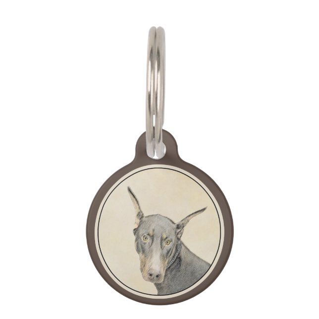 Placa Para Mascotas Pintura Doberman Pinscher - Original Dog Art (Anverso)