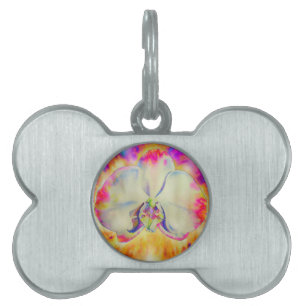 Placa Para Mascotas Pintura en acuarela abstracta romántica de orquíde
