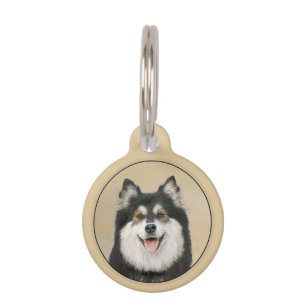 Placa Para Mascotas Pintura finlandesa de Lapphund - Arte de Perro ori