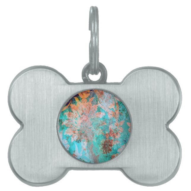 Placa Para Mascotas Pintura floral (Frente)