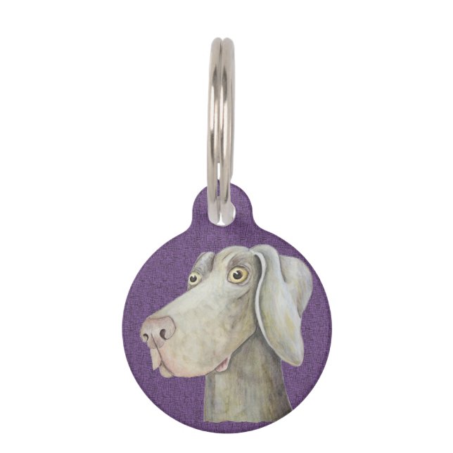 Placa Para Mascotas Pintura linda, divertida del weimaraner (Anverso)