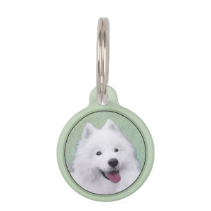 Placa Para Mascotas Pintura Samoyed - Arte Perro Original Cuto