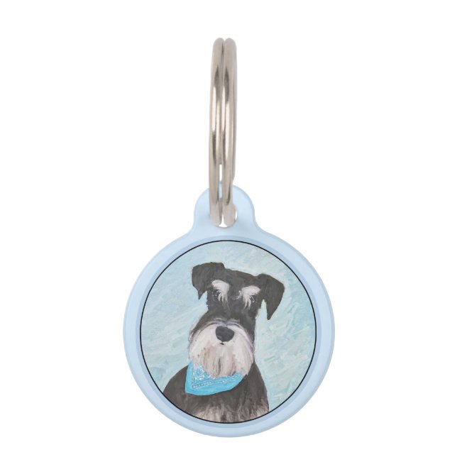 Placa Para Mascotas Pintura Schnauzer (en miniatura) - Perro original  (Anverso)