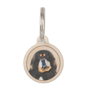 Placa Para Mascotas Pintura tibetana de escaramuzas - Arte de perros o